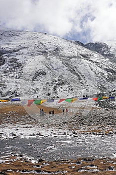 snowy zero point, beautiful alpine valley is popular tourist place in north sikkim, in india