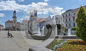 SNP Square in Banska Bystrica during the summer season