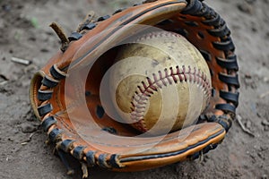 Snug Baseball glove with playing ball. Generate ai photo