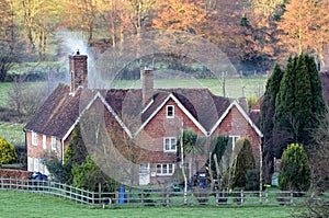 Snug English country house at dusk