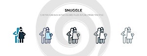 Snuggle icon in different style vector illustration. two colored and black snuggle vector icons designed in filled, outline, line