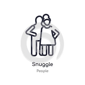 snuggle outline icon. isolated line vector illustration from people collection. editable thin stroke snuggle icon on white