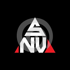 SNV triangle letter logo design with triangle shape. SNV triangle logo design monogram. SNV triangle vector logo template with red