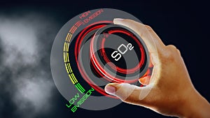 So2 emission concept with knob button