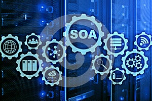 SOA. Business model and Information technology concept for Service Oriented Architecture under principle of service photo