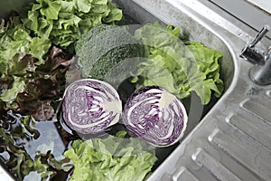 Soak the vegetables into the water to remove dirt.