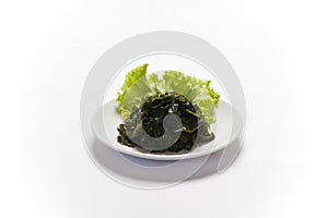 Soaked wakame seaweed