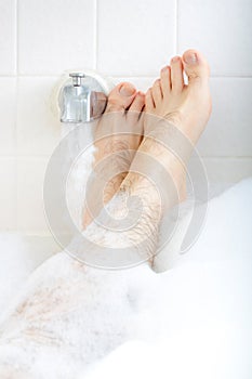 Soaking in the bathtub.