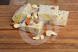 soan Papdi indian sweet and nuts photo