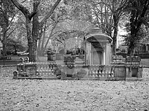 Soane Mausoleum in London, black and white