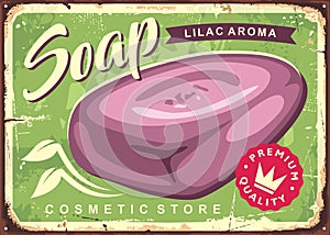 Soap advertisement for cosmetic shop.