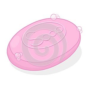 Pink soap bar with bubbles illustration