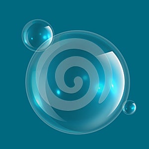 Soap bubble. Fresh macro realistic transparency foam bubble, pure water or transparent laundry liquid. Wash bubbling
