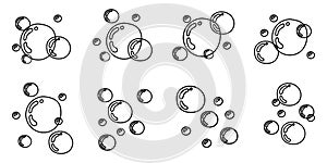 Soap Bubble. Hand-drawn line in the style of a bubble sketch. Doodle style bubbles. Water drop isolated vector