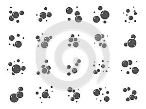 Soap bubble icons. Foam, boiling and fizzy symbols, hygiene and clean pictograms, black silhouette simple circles
