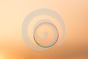 Soap bubble isolated in beautiful sunset sky