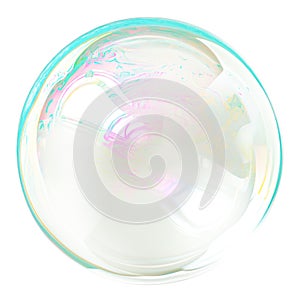 Soap bubble isolated on a transparent background close-up. Flying soap bubble in PNG format. Colorful transparent soap