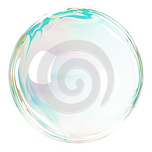 Soap bubble isolated on a transparent background close-up. Flying soap bubble in PNG format. Colorful transparent soap