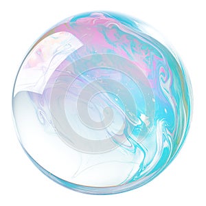 Soap bubble isolated on a transparent background close-up. Flying soap bubble in PNG format. Colorful transparent soap