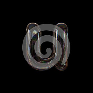 Soap bubble letter U - Small 3d transparent font - Dream, childhood or fragility concept