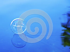 Soap bubble sliding on water