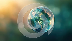 Soap Bubble With World Map