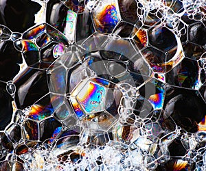 Soap bubbles abstract colorful macro structure