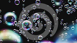 Soap Bubbles against a Minimalist Black Background