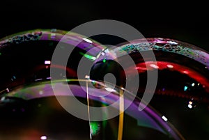 soap bubbles close up on a black background