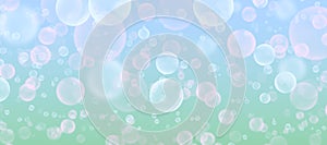 Soap bubbles on a colorful background. Template for cover, banner, flyer