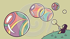 Soap bubbles floating, iridescent spheres and playful design elements. vector design Generative AI