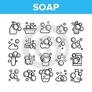 Soap Bubbles And Foam Collection Icons Set Vector