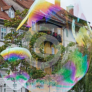 Soap bubbles and old houses