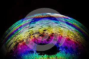 Soap bubbles in polarised light with rainbow Colors