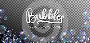 Soap bubbles in rainbow colors vector background