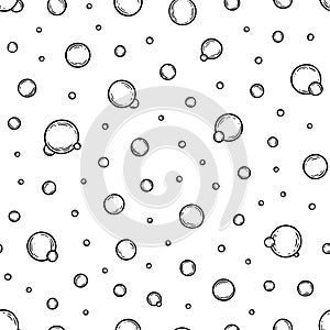 Soap bubbles. Seamless pattern. Cleaning concept. Water background. Hand drawn texture. Design wallpapers for prints bodycare, sha