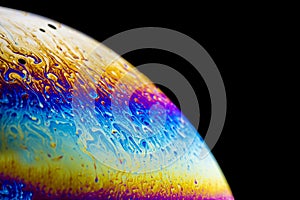 Soap bubbles, similar to planets, close-up