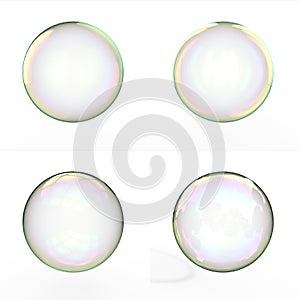 Soap bubbles on white background