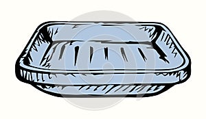 Soap dish. Vector pen drawing