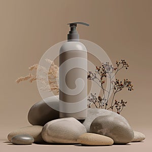 Soap Dispenser on Pile of Rocks