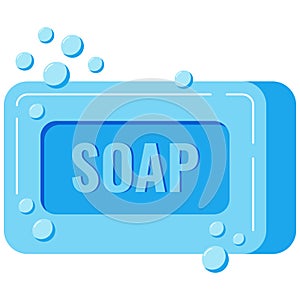 Soap with foam and bubbles isolated on white background.