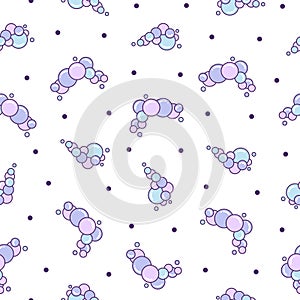 Soap foam set with bubbles. Seamless pattern