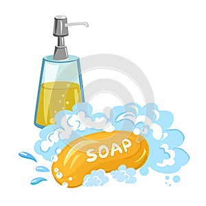 Soap foam, shower gel, isolated