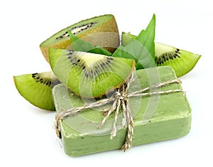 Soap with fresh kiwi