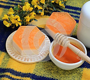 Soap, handmade aromatic honey with milk