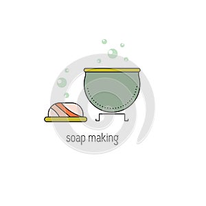 Soap making line icon