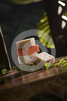 of soap on natural background