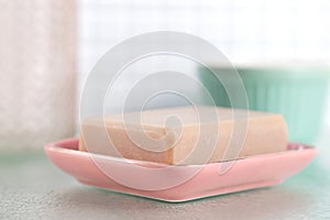 Soap on the rose soap-dish