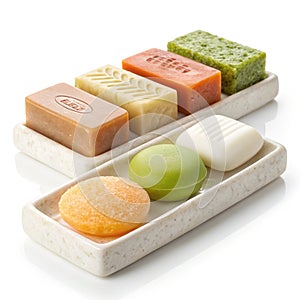 Soap set isolated on white background