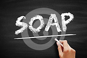 SOAP - Simple Object Access Protocol is a messaging protocol specification for exchanging structured information in the